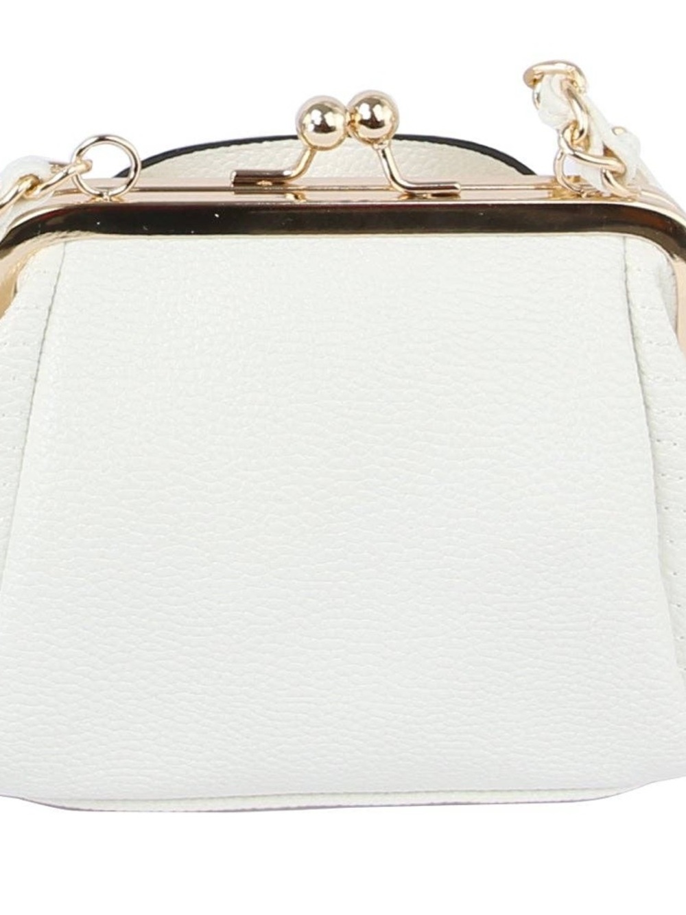 White Quilted Leatherette Mini Crossbody Bag with Gold Hardware - Picture 3 of 4